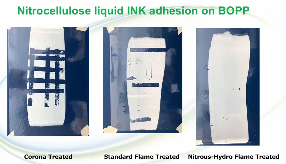 Figure 7. Nitrocellulose liquid ink adhesion on BOPP