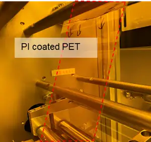 Figure 3. R2R gravure coating of liquid polyimide on PET films