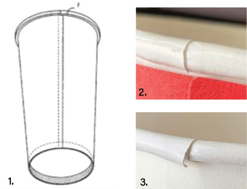 Figure 1. Basic design of a paperboard hot cup;
Figure 2. Example of a well-formed rim; and
Figure 3. Hot-cup rim with a flagger defect.